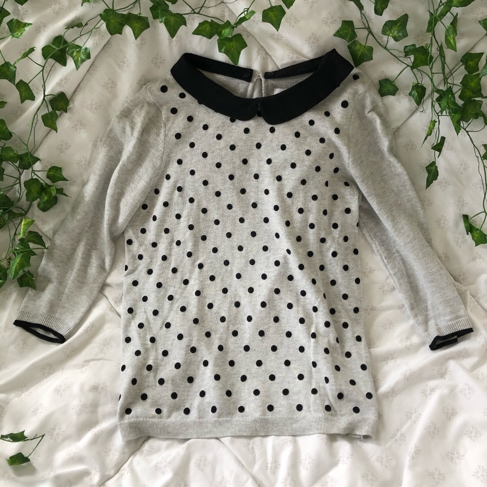 Peter Pan Collar Polka Dot Sweater